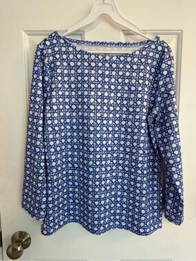 Vineyard Vines Performance Top Size Small Blue White Geometric Print